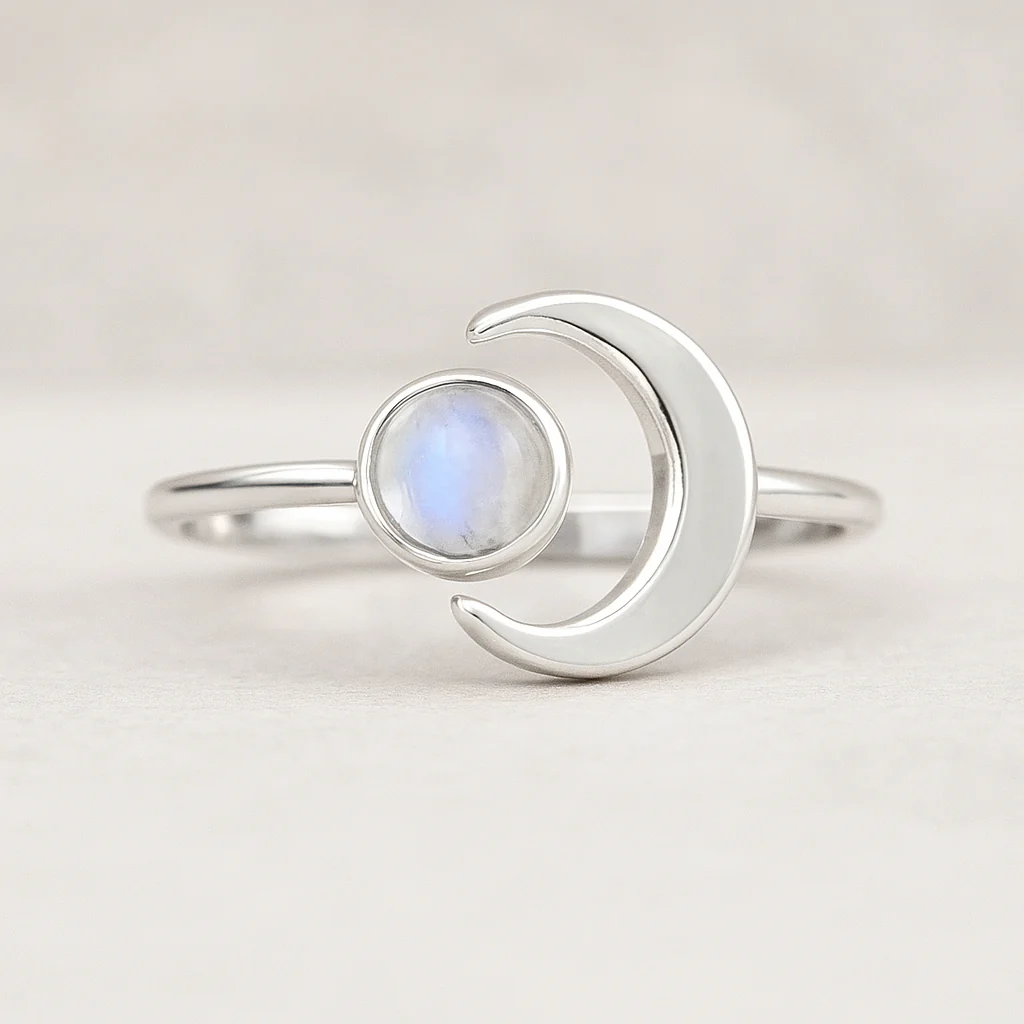 Mondstein Halbmond Ring